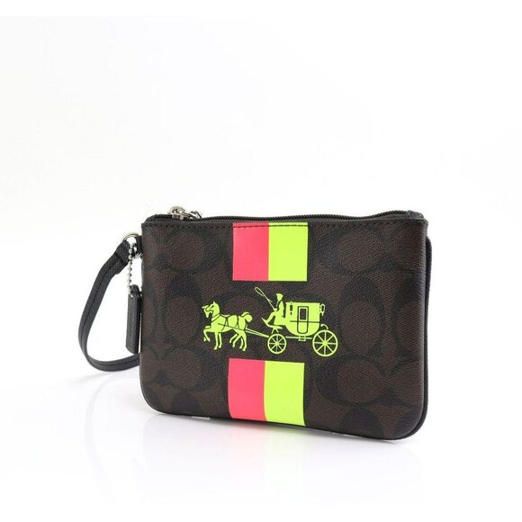 NEW COACH Brown Horse Carriage Phone Card Wallet Wristlet - Picture 6 of 11